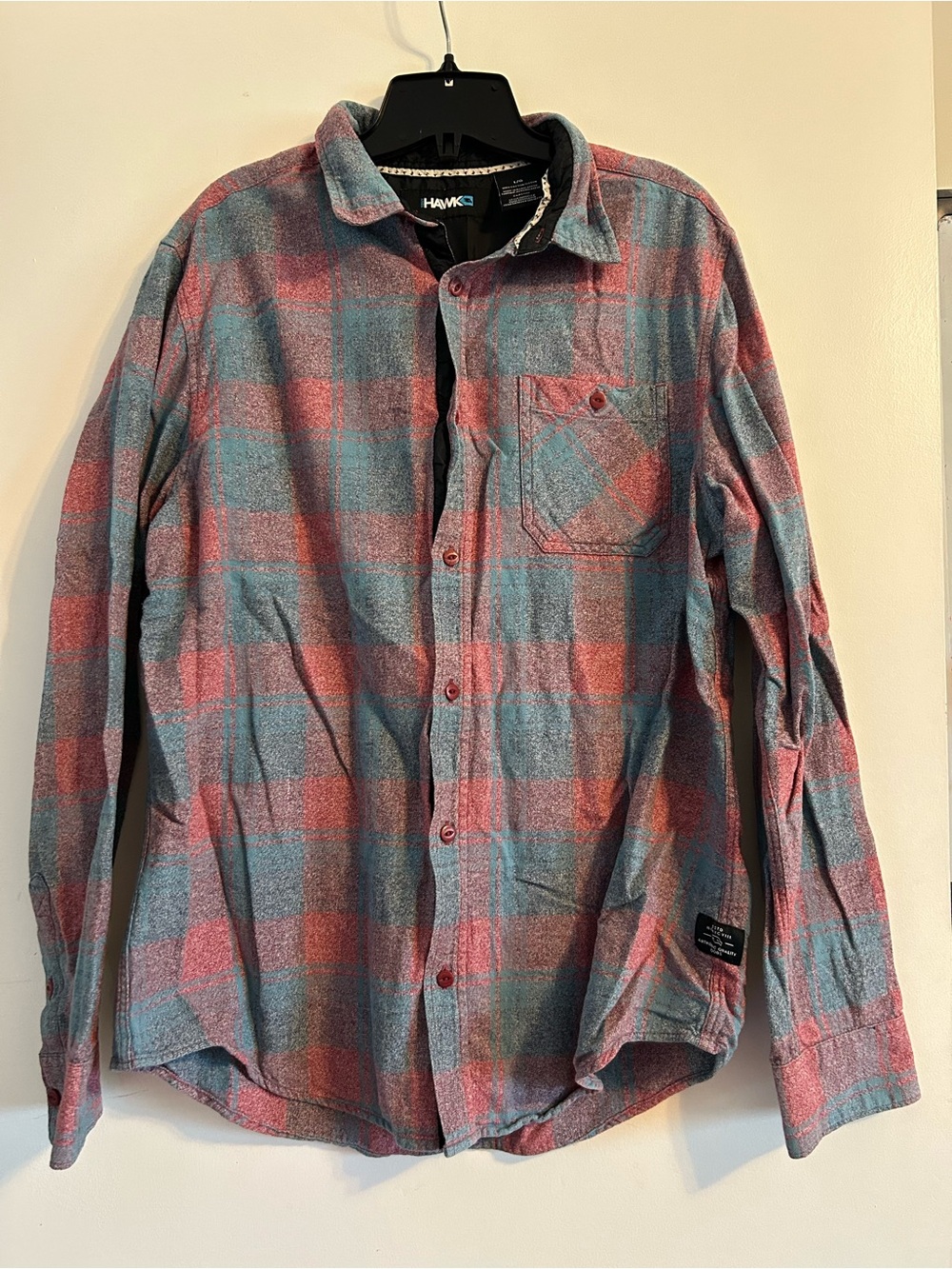 Tony Hawk Red and Blue Plaid Button-Down Shirt Men’s Size L